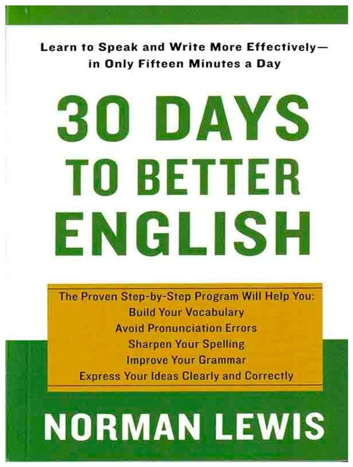 30 Days To Better English by Norman Lewis (Paperback)