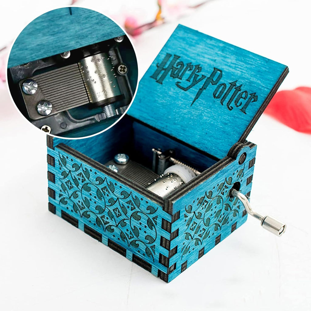 Harry Potter Wooden Music Box - Blue HP Engraved