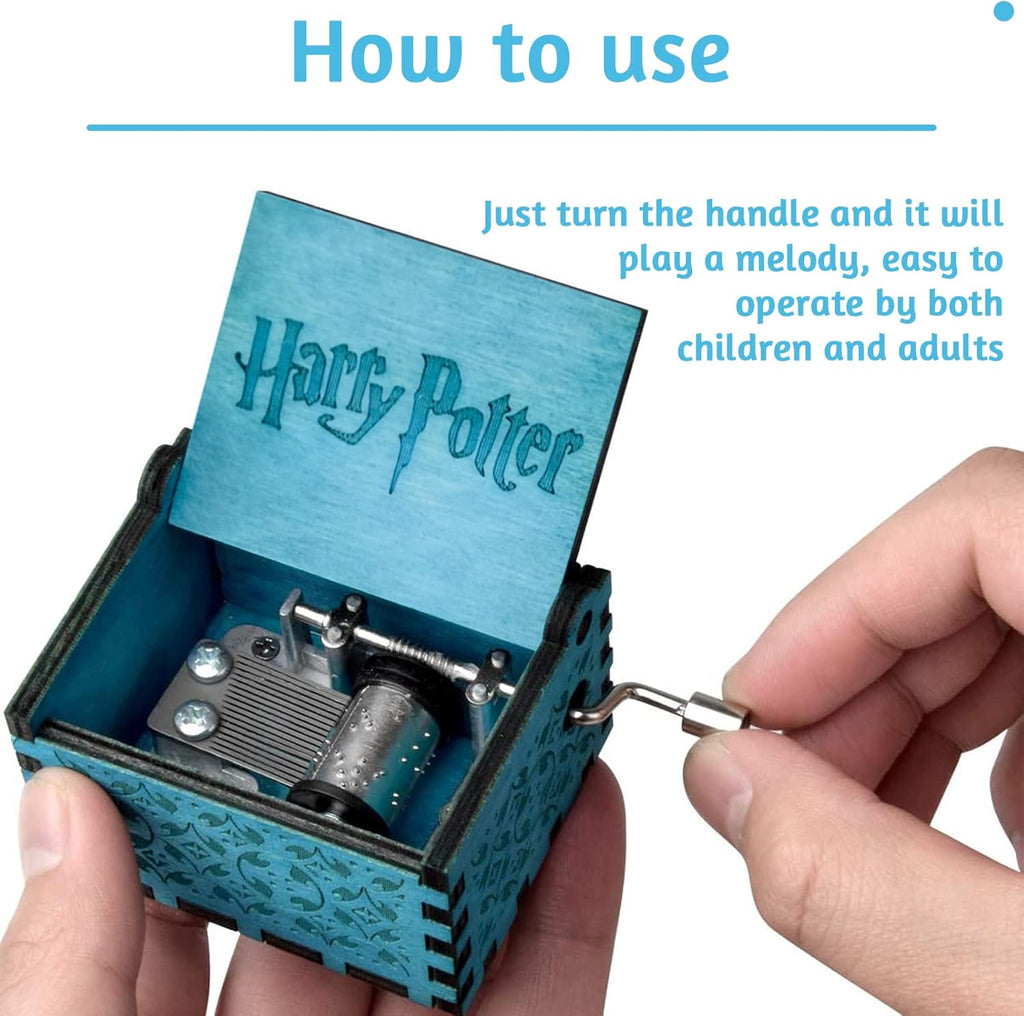 Harry Potter Wooden Music Box - Blue HP Engraved