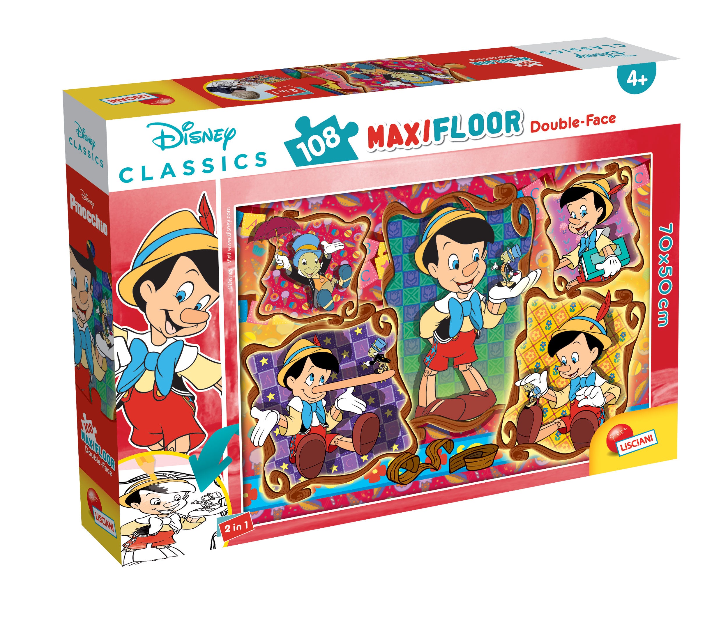 Disney Pinocchio - Maxi Floor Double Face Puzzle 108 Pieces