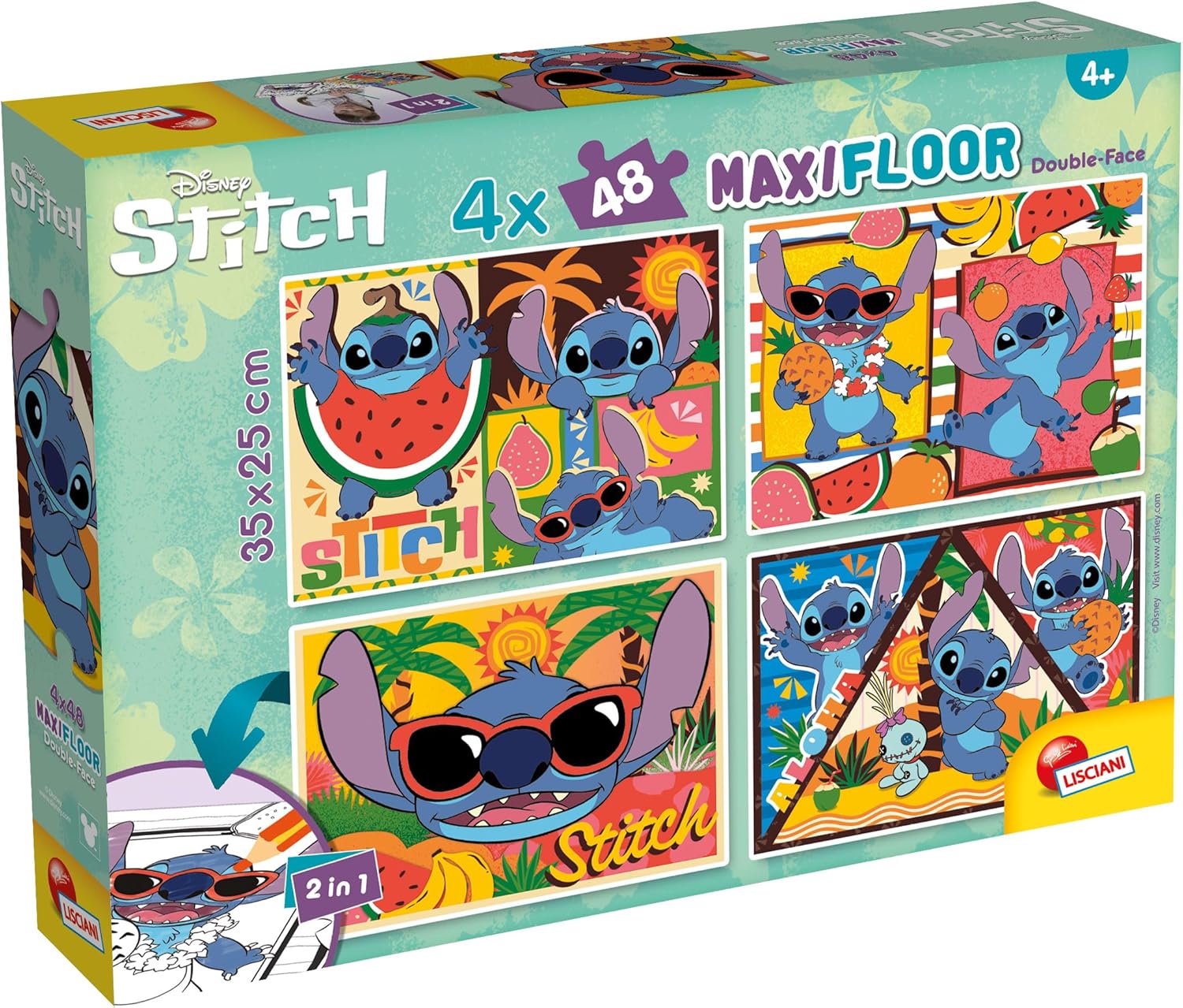 Disney Stitch - Maxi Floor Double Face Puzzle 4x48 Pieces