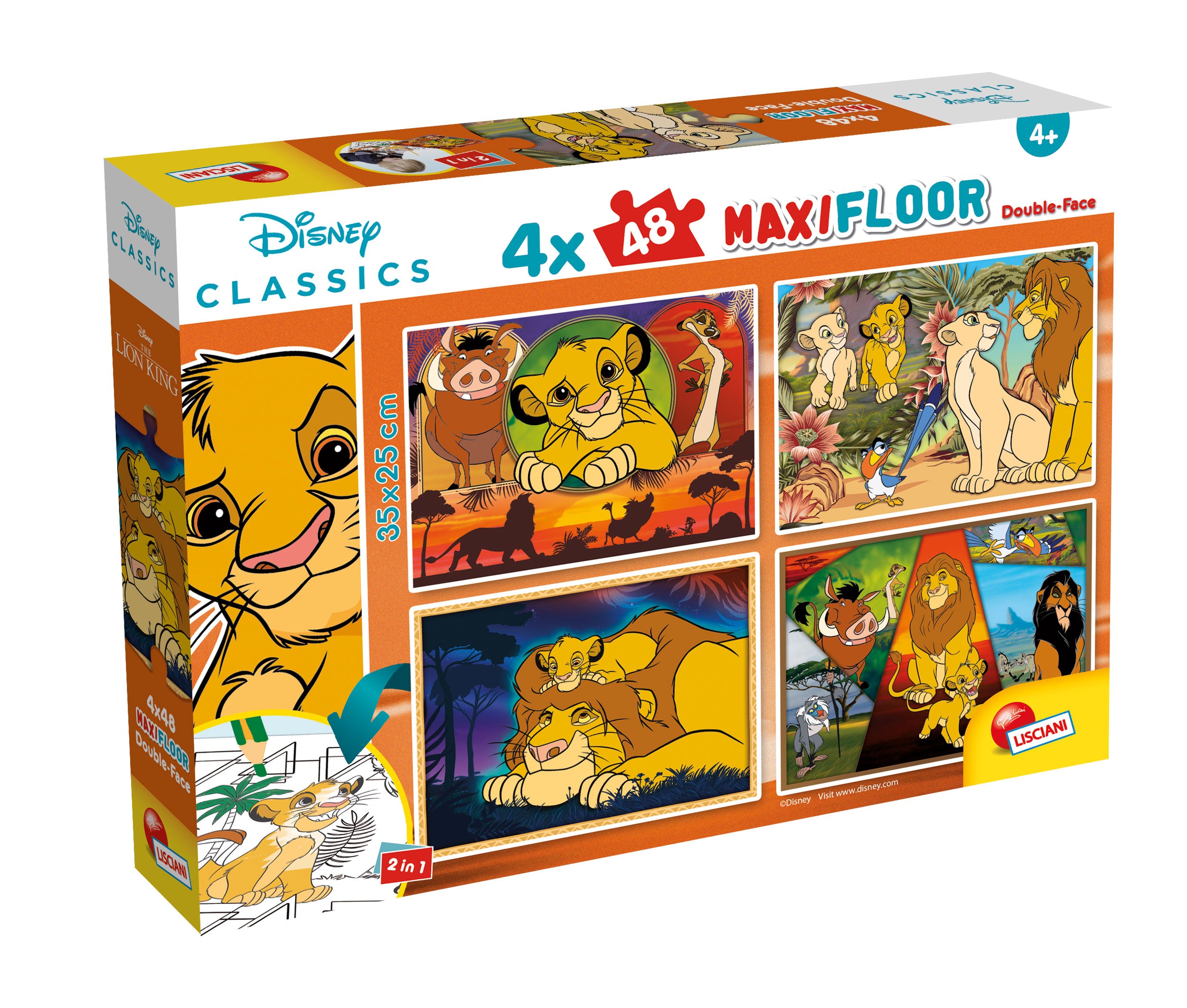 Disney The Lion King - Maxi Floor Double Face Puzzle 4x48 Pieces