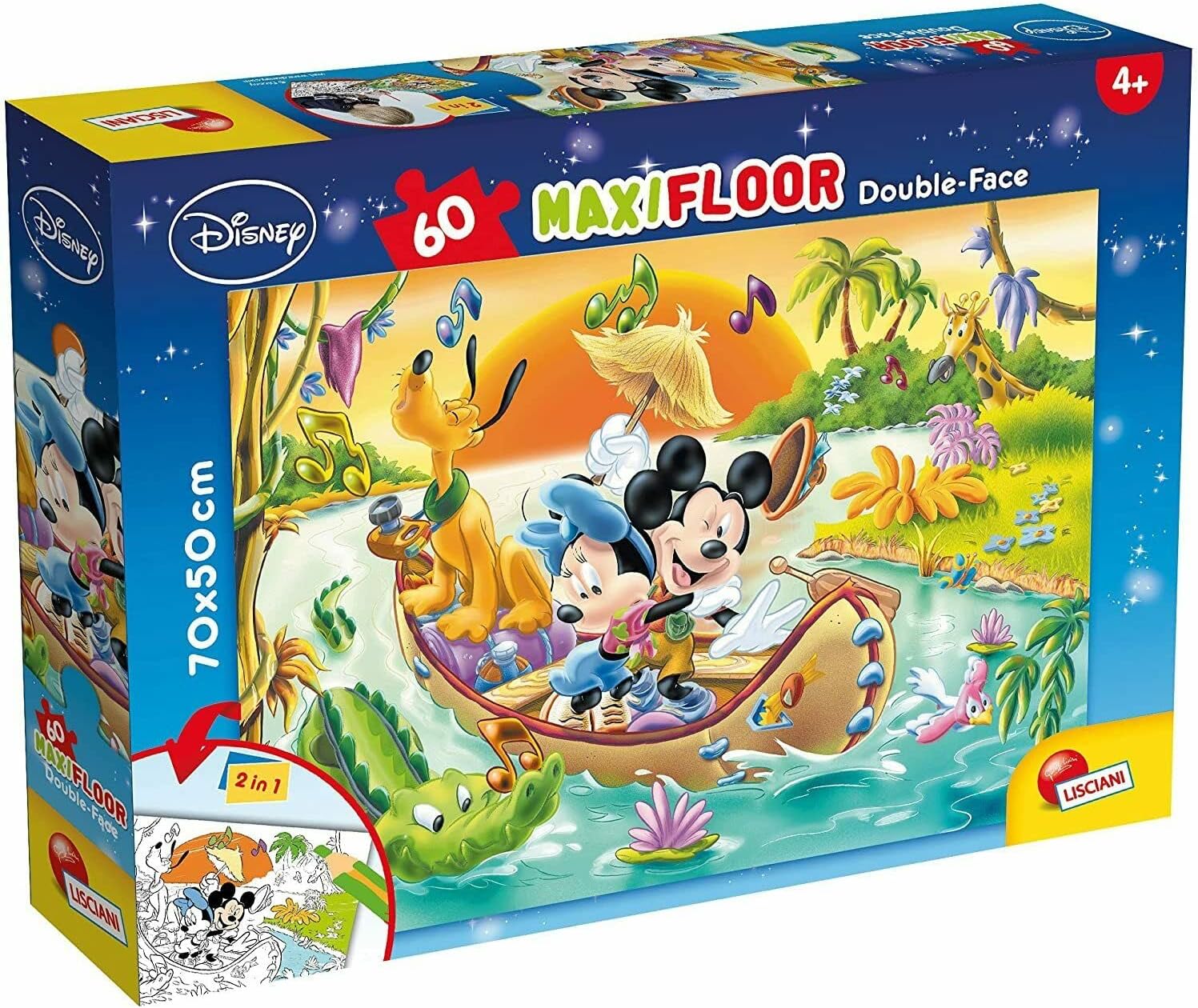Disney Mickey Mouse Canoe - Maxi Floor Double Face Puzzle 60 Pieces