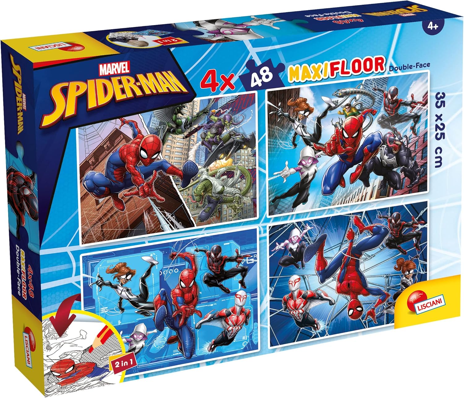 Marvel Spider Man - Maxi Floor Double Face Puzzle 4x48 Pieces