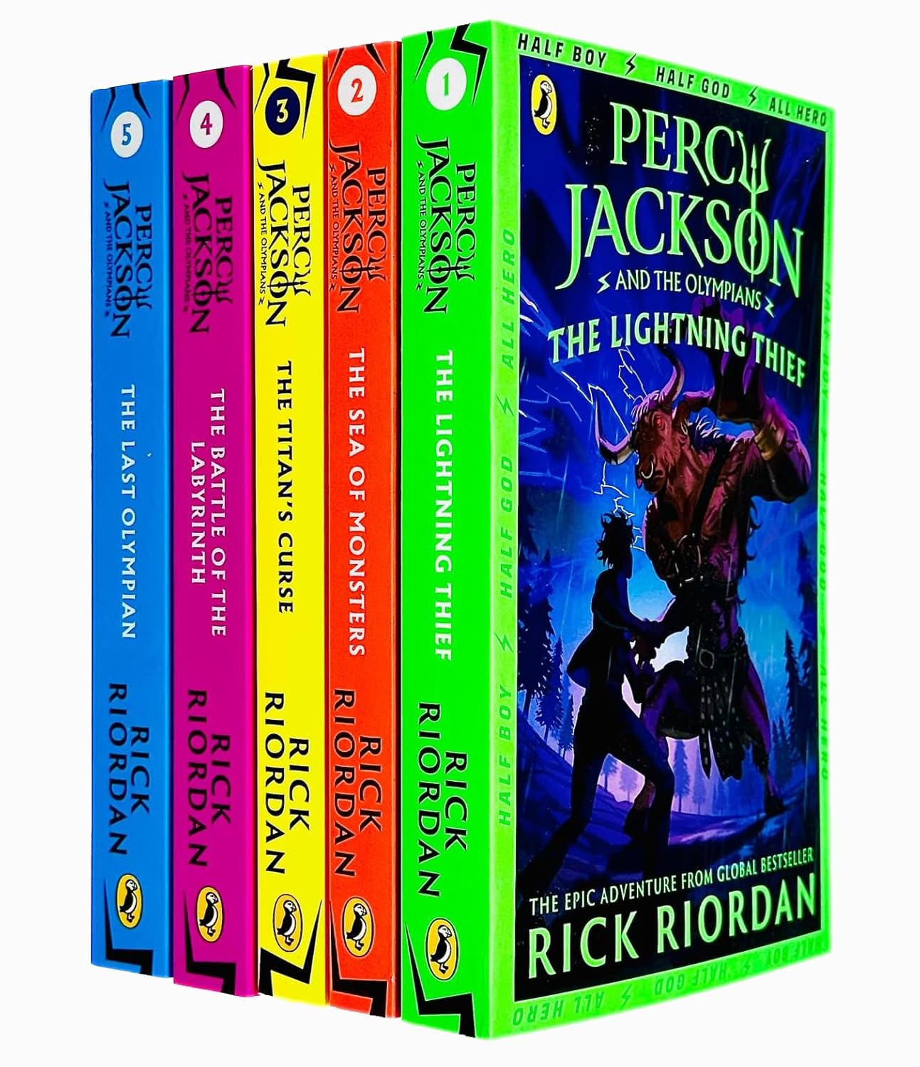 Puffin Edition Percy Jackson 5 Book Boxed Set by Rick Riordan (Paperback)