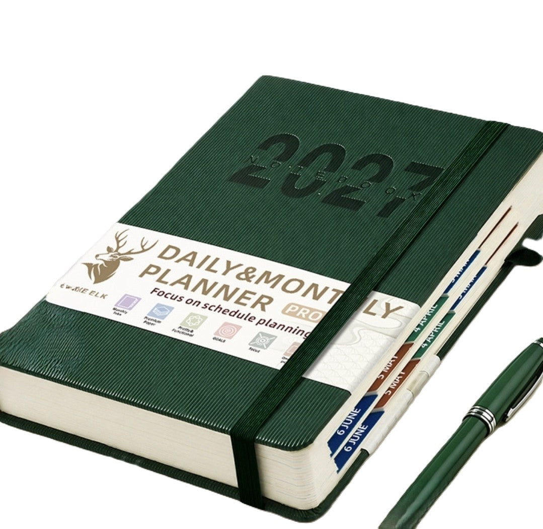 Dark Green 2027 Daily & Monthly Planner Pro
