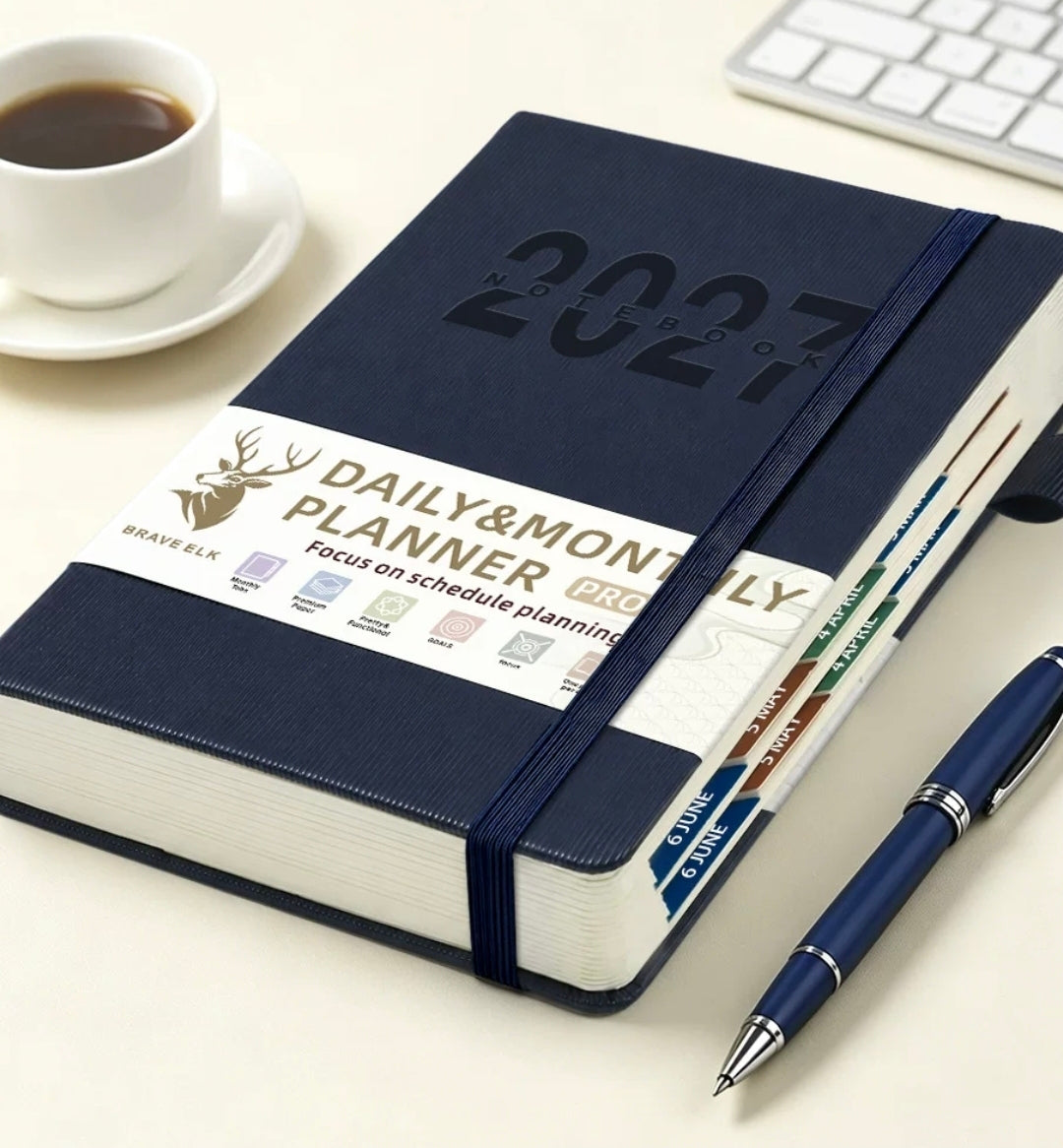 Dark Blue 2027 Daily & Monthly Planner Pro