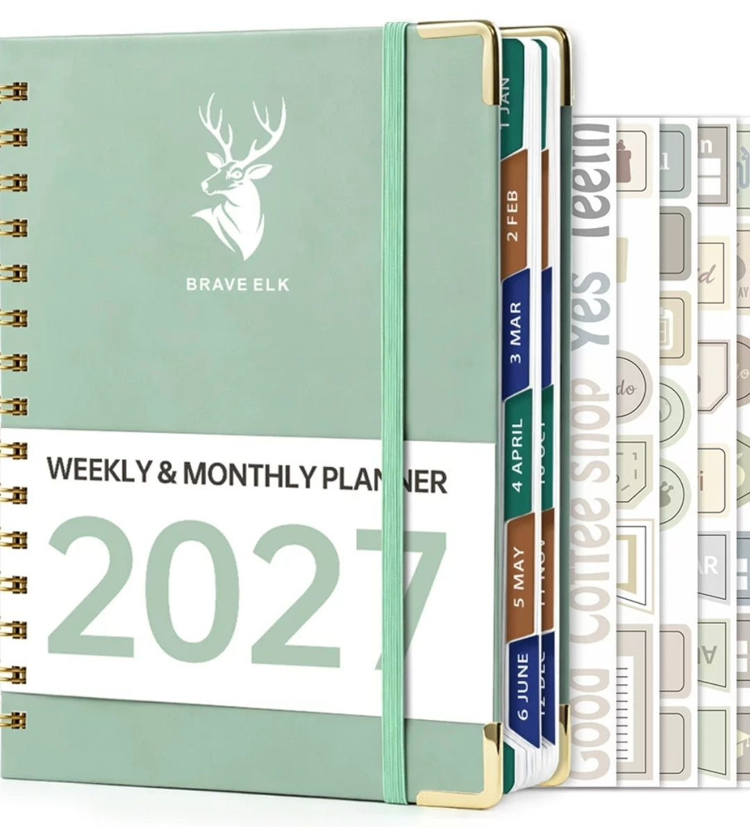 Light Green 2027 Weekly & Monthly Wire-Bound Planner
