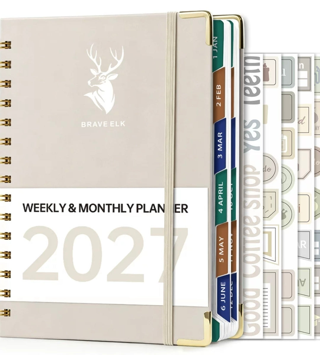 Beige 2027 Weekly & Monthly Wire-Bound Planner