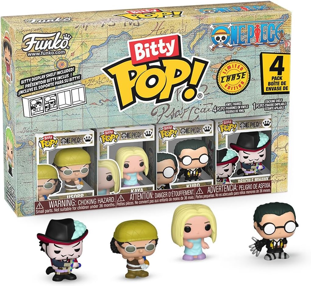 Original Funko Bitty Pop! One Piece - Usopp, Kaya & Kuro 4 Pack (ultra-mini)